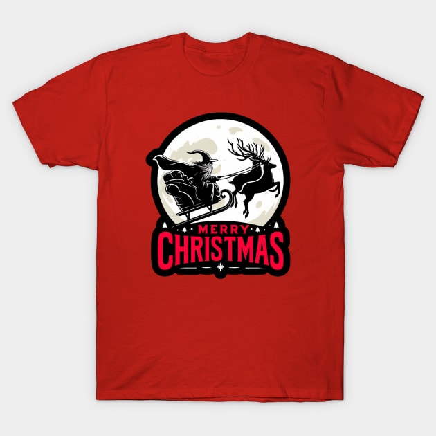 Merry Christmas - Moonlit Voyage - Funny Christmas Fantasy T-Shirt by Fenay-Designs